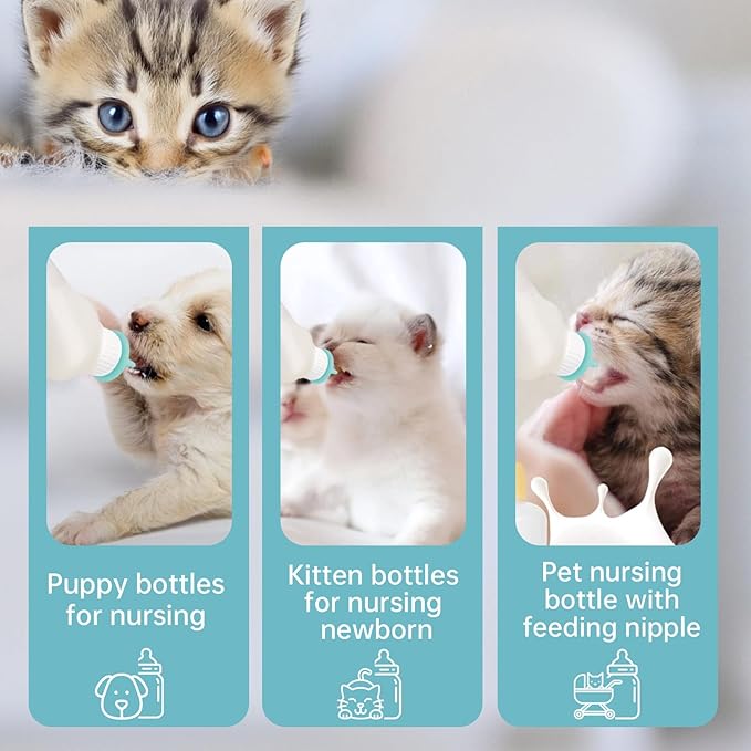 5Pack Kitten Bottle for Nursing Puppy Milk Kitten Bottles Feeding Kit Silicone - Image 4