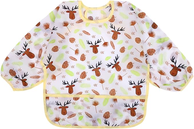 Accmor 5 Pack Long Sleeve Bibs, Baby Smock Waterproof Sleeved Bib Smock - Image 8