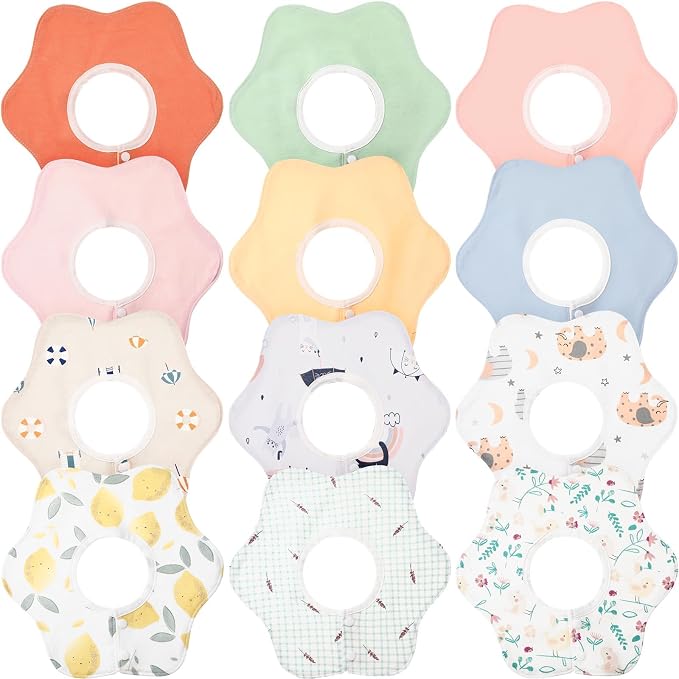 JaGely 12 Pack 360° Rotate Baby Bibs Waterproof Bibs Baby Girl Muslin Bib Snap by JaGely
