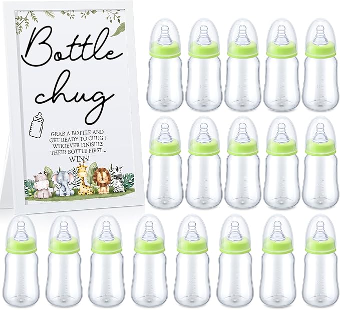 Roowest Bottle Chug Baby Shower Game Favors Including Safari Animals Theme by Roowest