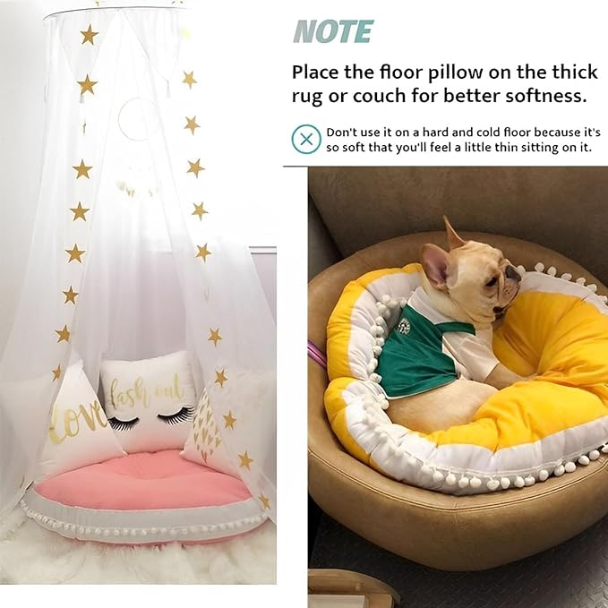 Large Floor Pillow Kids Round Floor Cushion Seating, 35 inches Big Circle Pillow - Image 7