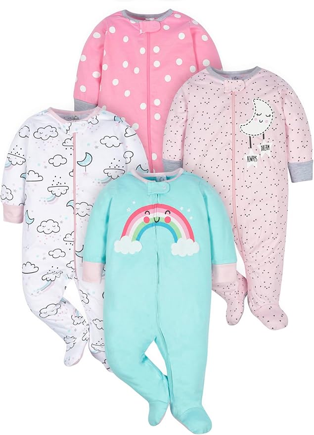 Gerber Baby Girls 4 Pack Sleep 'N Play Footie by Gerber