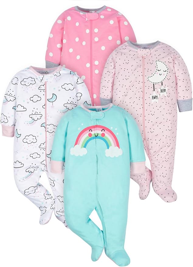 Gerber Baby Girls 4 Pack Sleep 'N Play Footie by Gerber