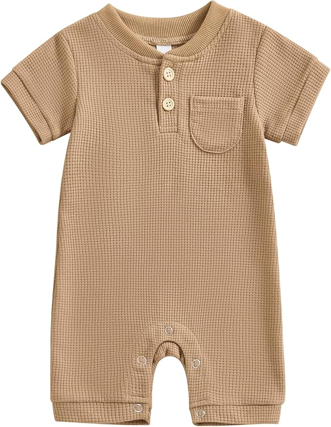 Kuriozud Newborn Infant Unisex Baby Boy Girl Clothes Button Romper Jumpsuit by Kuriozud