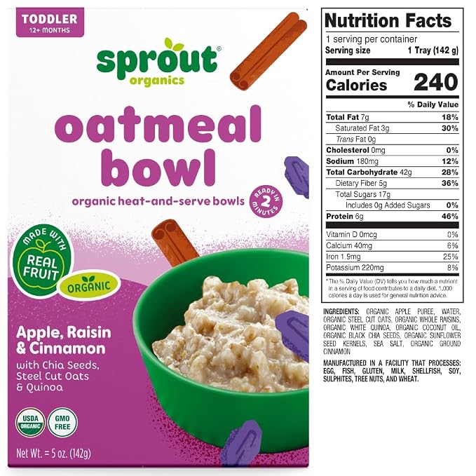 Sprout Organics, Toddler Meal, Apple Raisin Oatmeal - Image 3