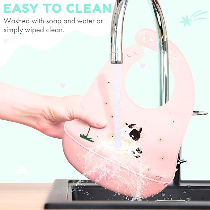 Silicone Baby Bibs Unisex, Self-Feeding, Catch-all Large Pocket, 6-48 months - Image 8