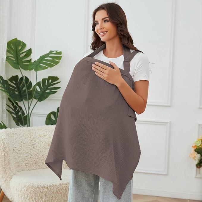 Muslin Nursing Cover for Baby Breastfeeding, Breathable 100% Cotton - Image 6