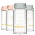 Natural Glass Baby Bottle 150ml 5oz Standard Neck Breast Milk Storage Bottles by Qmibaby