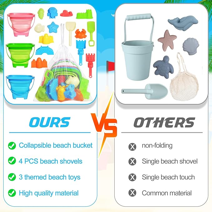 Collapsible Beach Sand Toys for Kids Toddlers, Travel Beach Toys - Image 2