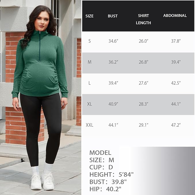 GINKANA Maternity Women's Long Sleeve Shirt Half Zipper Lapel Lightweight - Image 7