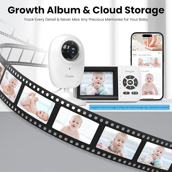 Smart Baby Monitor with 2 Cameras and Audio, Long Range, Night Vision, - Image 9