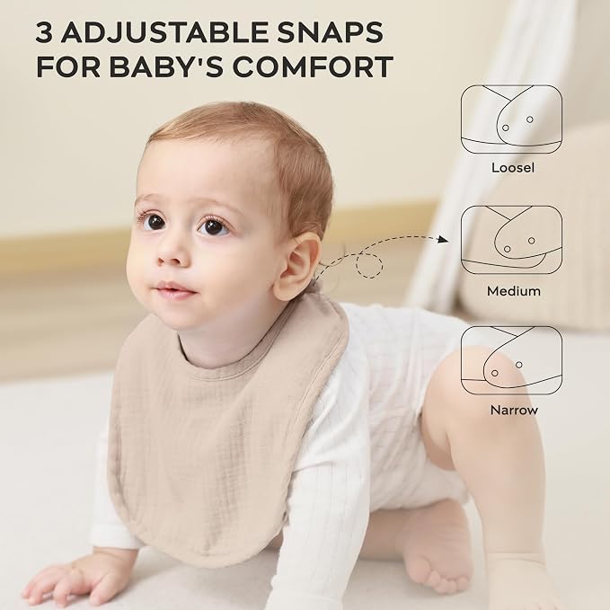 JELLYMONI 8 Pack Muslin Drool Bibs - Image 3