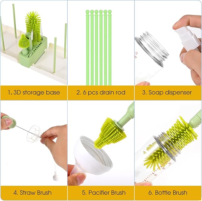 Portable Baby Bottle Brush Set, 7-in-1 Travel Baby Bottle Cleaning Kit - Image 4