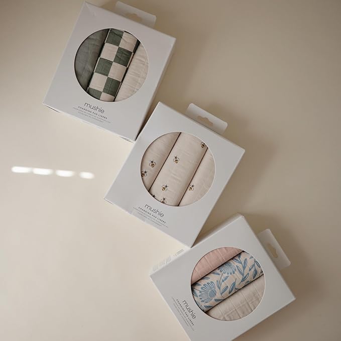 mushie Waterproof Changing Pad Liners | 100% Organic Cotton | Set of 3 - Image 8