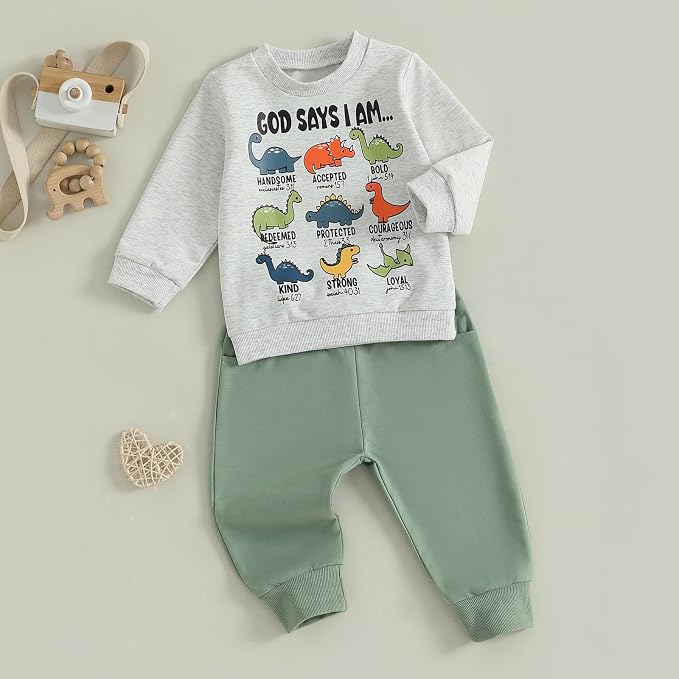 Nyapruwe Toddler Baby Boy Fall Outfit Funny Print Long Sleeve Sweatshirt - Image 3