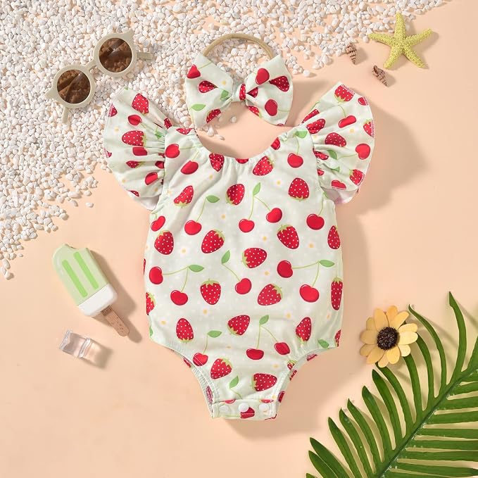 Toddler Girl Baby Ruffles Mermaid Fish Scale Swimsuit One Piece Swimwear - Image 9