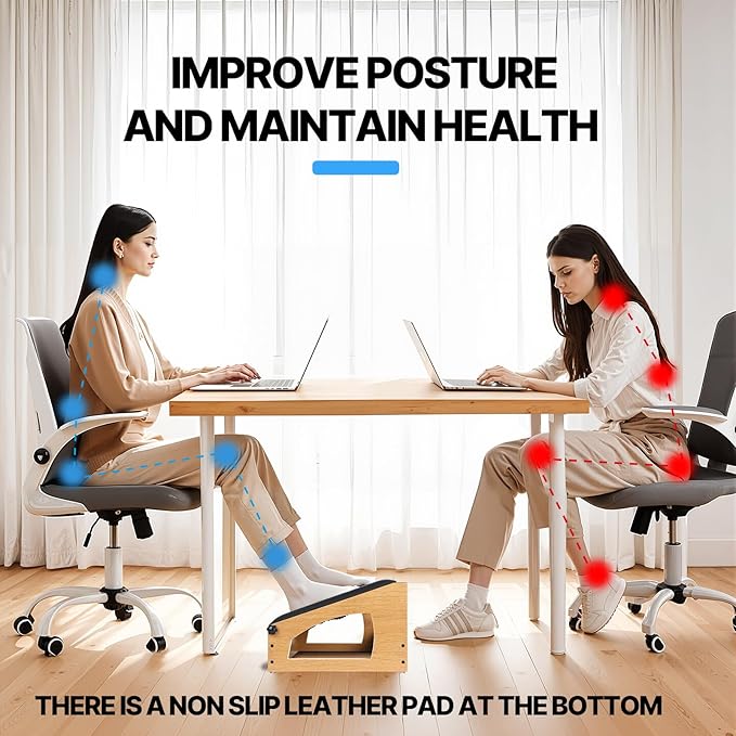 Ergonomic Foot Rest, 4 Adjustable Height Foot Stool, Footrest Under Desk， Flip - Image 6