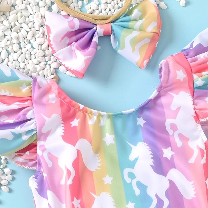 Toddler Girl Baby Ruffles Mermaid Fish Scale Swimsuit One Piece Swimwear - Image 4