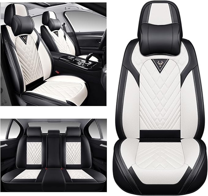 Car Seat Covers, Waterproof PU Leather Automotive Seat Covers Full Set - Image 2