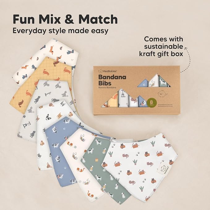 8-Pack Organic Baby Bandana Bibs - Image 9