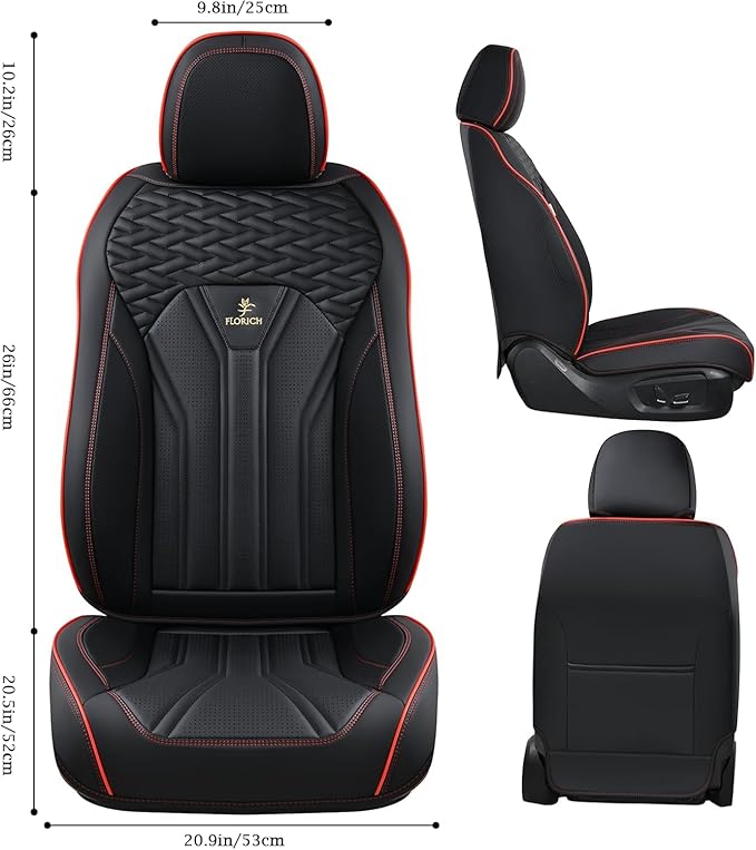 FLORICH Leather Seat Covers Full Set Car Seat Protectors 5 Seats Automotive - Image 3