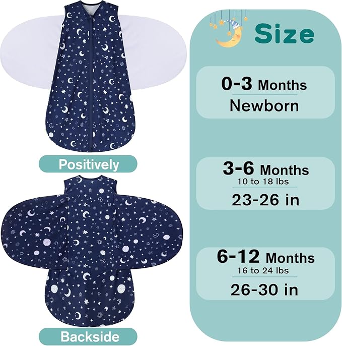 Newborn Sleep Sack Baby Swaddle, Swaddle me 6-12 Month, 3-Way Adjustable - Image 4