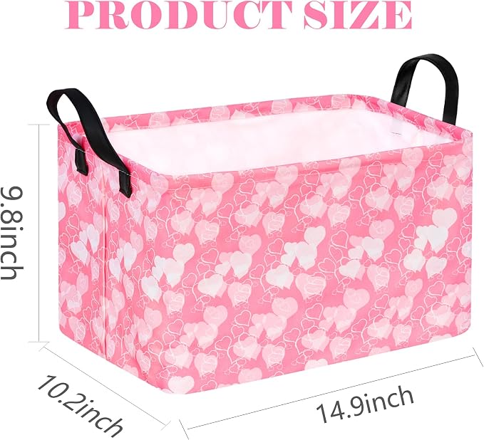 Rectangle Heart Partten Kids Gift Storage Basket Home Shelf Storage Basket - Image 7