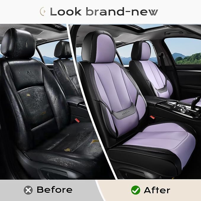 Coverado Car Seat Covers Full Set, Car Seat Protector Waterproof, Nappa Leather - Image 8