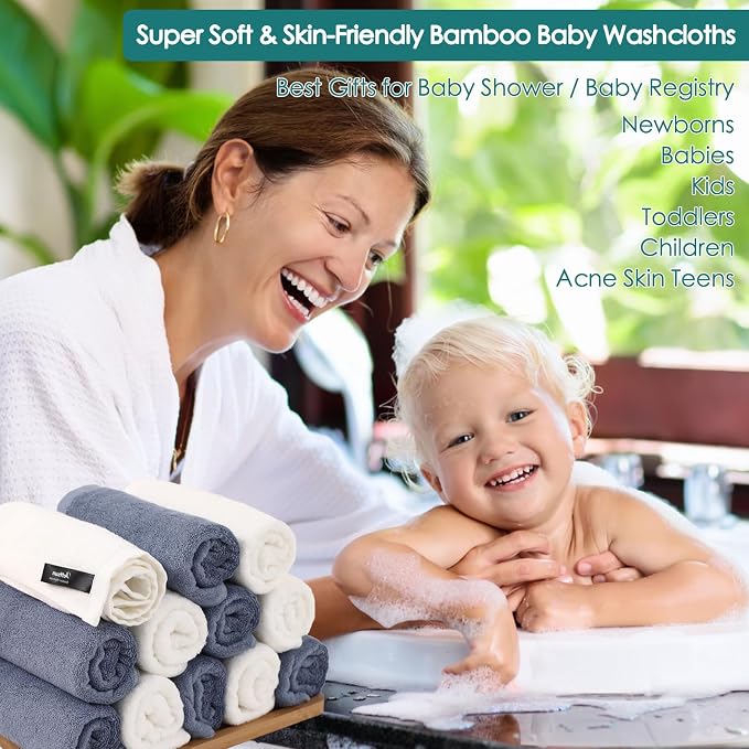 Baby Washcloths 12 Pack, 10x10 inch Ultra Soft Small Wash Cloths - Image 5