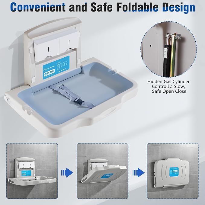 Baby Changing Station Wall Mounted, Fold Down Baby Changing Table, Commercial - Image 6