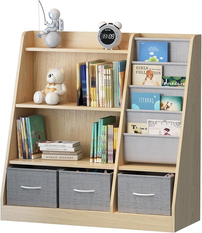 Kids Bookshelf Wood Montessori Toy Storage Organizer Cabinet Shelf Child - Image 3