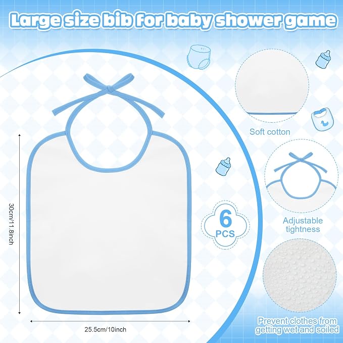 6 Sets Bottle Chug Baby Shower Games Juegos Para Plastic Baby Bottles Bibs Hat - Image 3