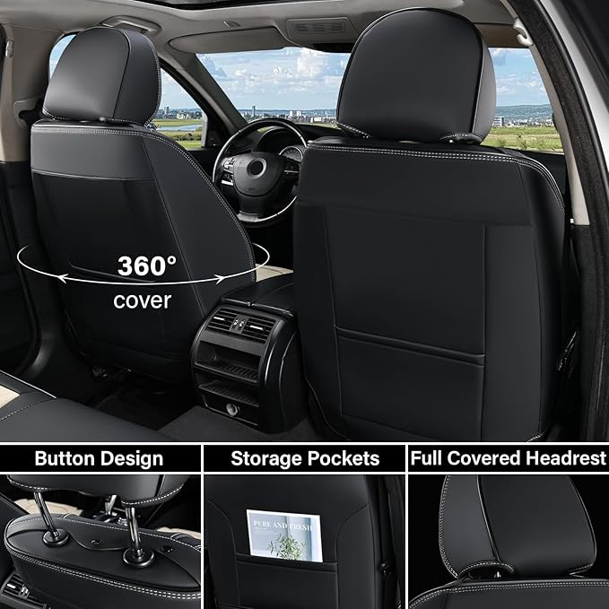Coverado Seat Covers, Car Seat Covers Full Set, Leather Seat Covers - Image 2