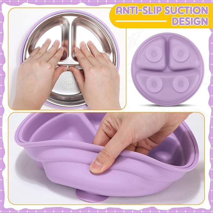 Nuogo 2 Pcs Stainless Steel Baby Suction Plates - Image 7