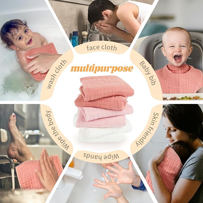 Baby Burp Cloth 100% Cotton Newborn Cotton Muslin Burp Cloth 10x20 inches - Image 5