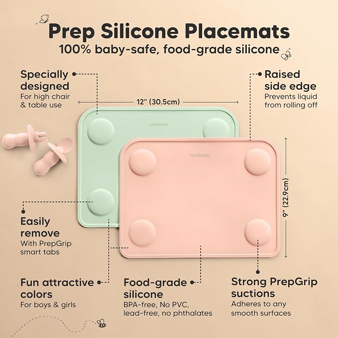 KeaBabies 2-Pack Silicone Placemats - Image 2