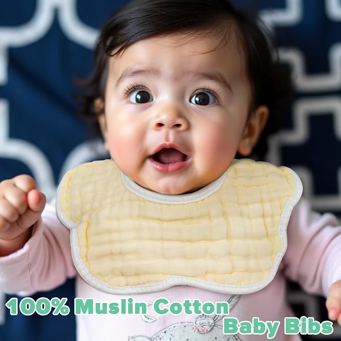 Baby Bibs Muslin Bibs 8 Pack for Drooling and Teething for Unisex Girls Boys - Image 2
