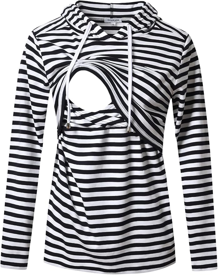 GINKANA Women's Nursing Hoodie Sweatshirt Long Sleeves Breastfeeding Maternity by GINKANA