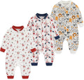 Newborn Baby 2-way Zipper Romper Cotton One-piece Jumsuit 3-pack, 0-24 Months by MAMIMAKA