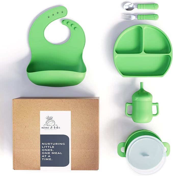 mimi & kiki BPA-Free Silicone Baby Feeding Set, Baby Plates and Bowls Set by mimi+%26+kiki