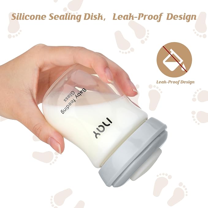 Glass Breastmilk Storage Bottles, 8oz Wide Neck Breast Milk Containers - Image 2