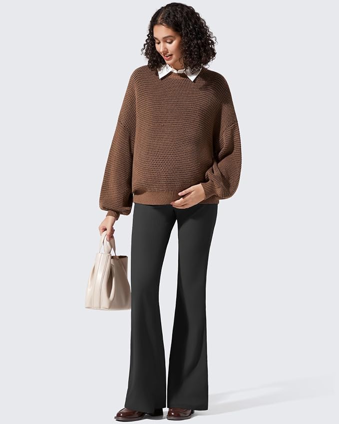 G4Free Ribbed Maternity Flare Yoga Pants - Image 7