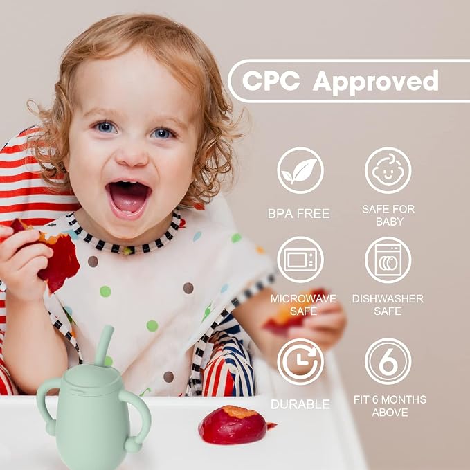 Cuddle Campus Pack of 2 Silicone Baby Training Cup, Shatterproof Toddler Sippy - Image 3