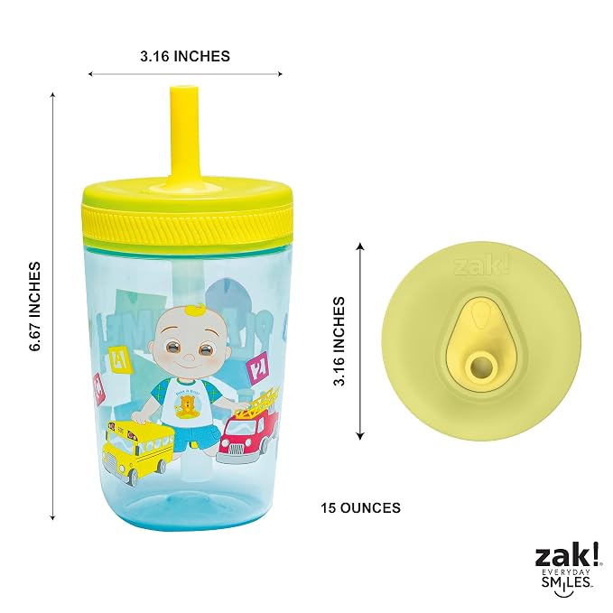 Zak Designs 15oz Cocomelon Kelso Tumbler Set, Leak-Proof Screw-On Lid - Image 7