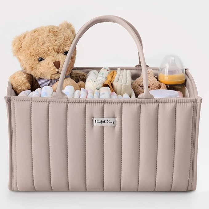 Blissful Diary Baby Diaper Caddy Organizer, Stylish Storage Basket by ForEveryBabysBetterLife