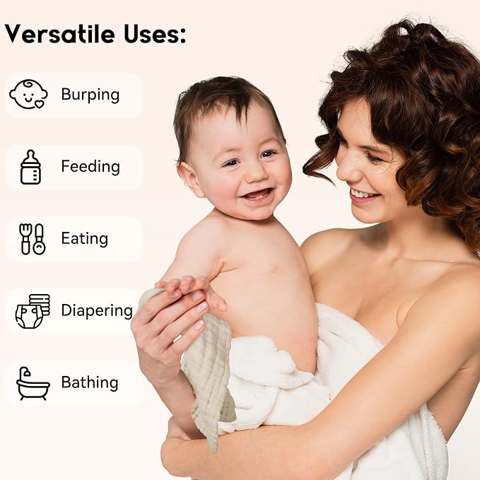 Muslin Baby Washcloths 6 Pack, 100% Cotton Wash Cloths - Image 5