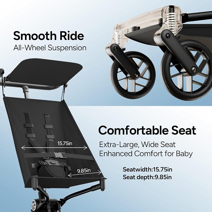 Mompush Jeto Lightweight Travel Stroller – 9.8 lbs Ultra-Compact, One-Hand Fold - Image 8