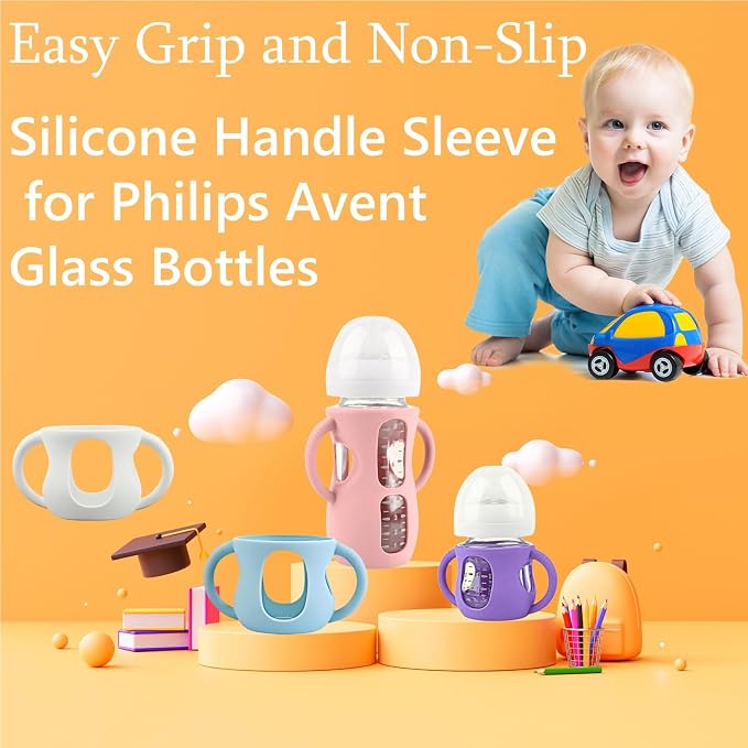 4 Pack Silicone Sleeves for Avent Natural Glass Baby Bottles, Silicone and - Image 5