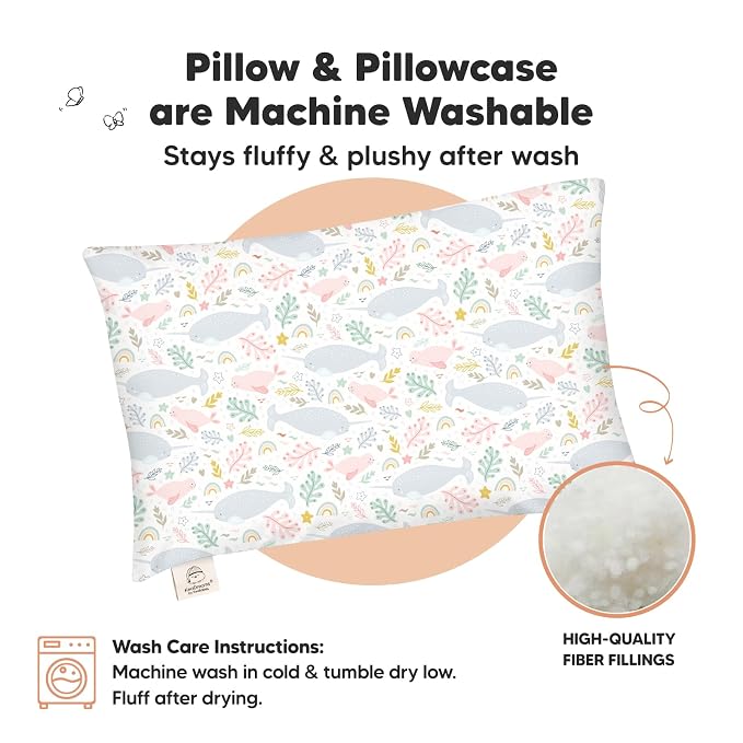 KeaBabies Toddler Pillow with Pillowcase, Jumbo 14X20 - Image 4