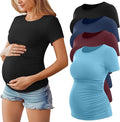 Huukeay 4 Pack Women's Maternity Shirts, Crew Neck Maternity Top Short Sleeve by Huukeay